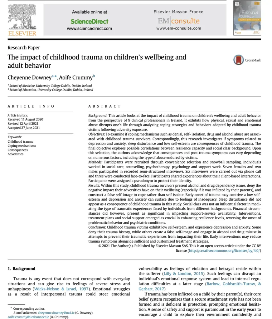 The impact of childhood trauma on children's wellbeing and adult behavior