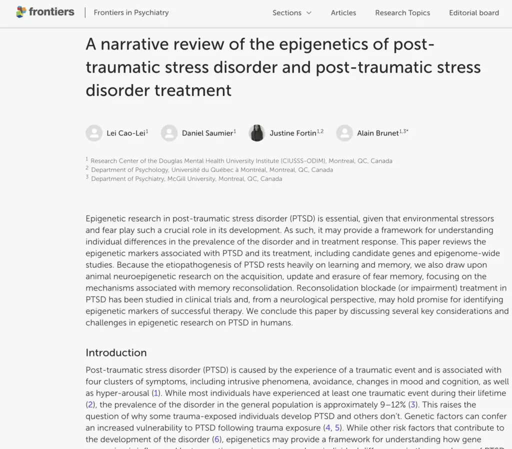 A narrative review of the epigenetics of post-traumatic stress disorder and post-traumatic stress disorder treatment