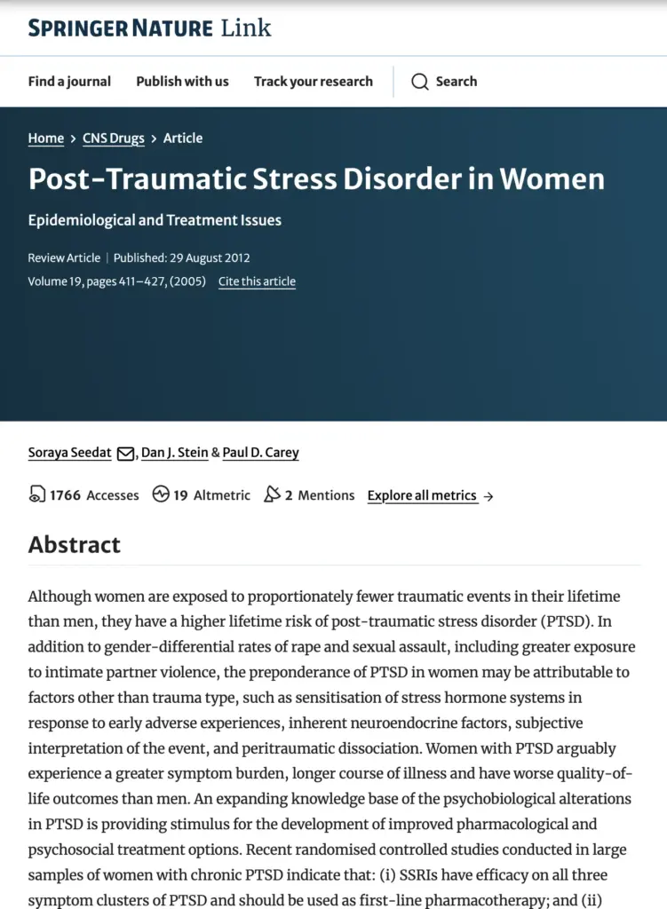 Post-Traumatic Stress Disorder in Women