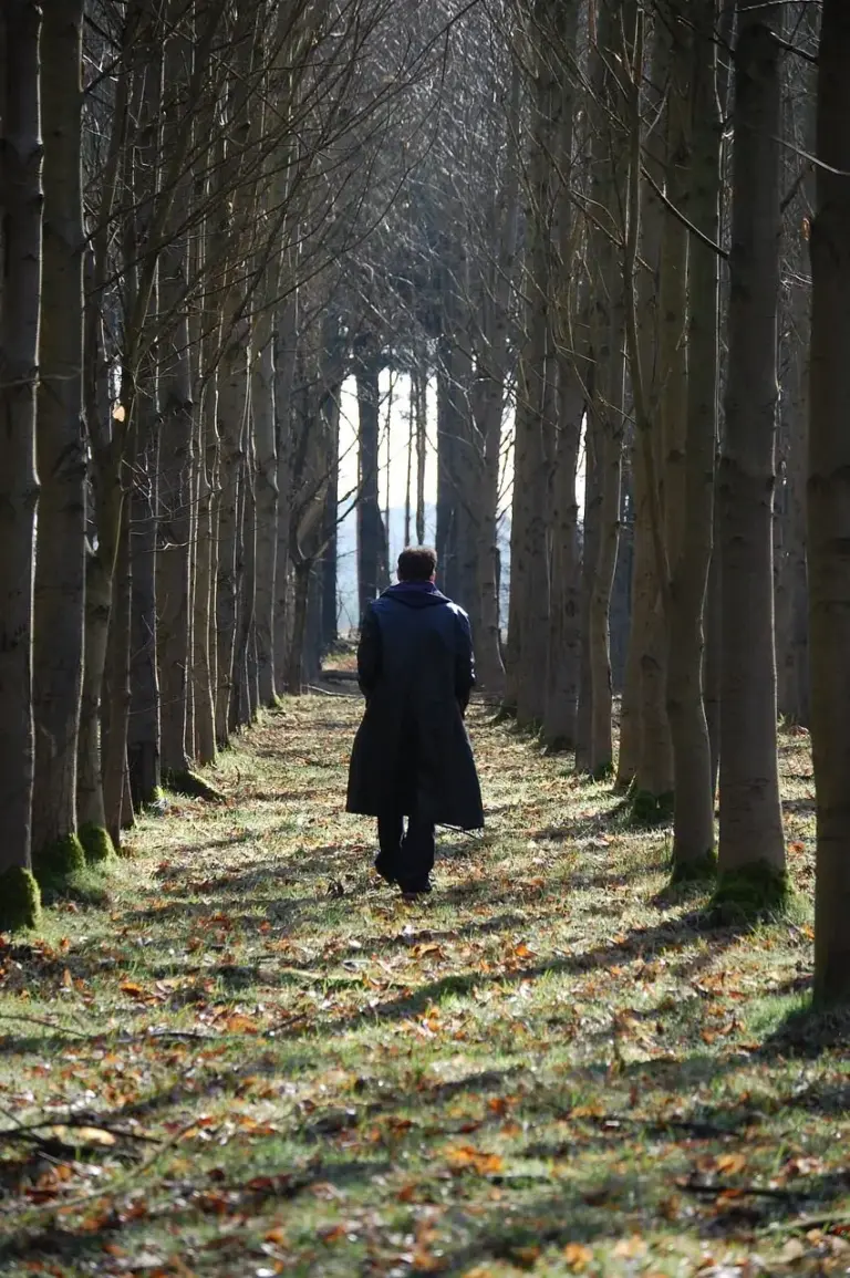Man walking in forest