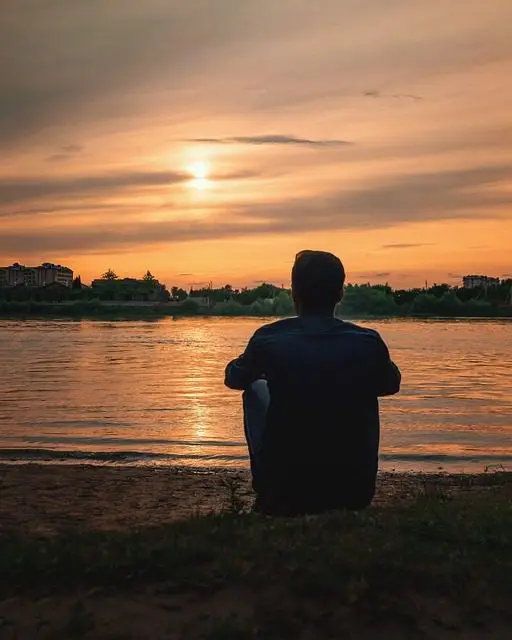 Man watching sunset