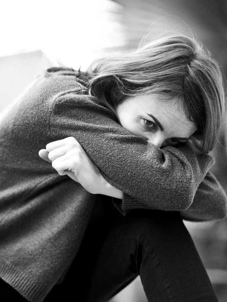 Fearful and stressed woman